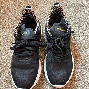 adidas Women’s Black Knit Sneakers with Leopard-Print insides